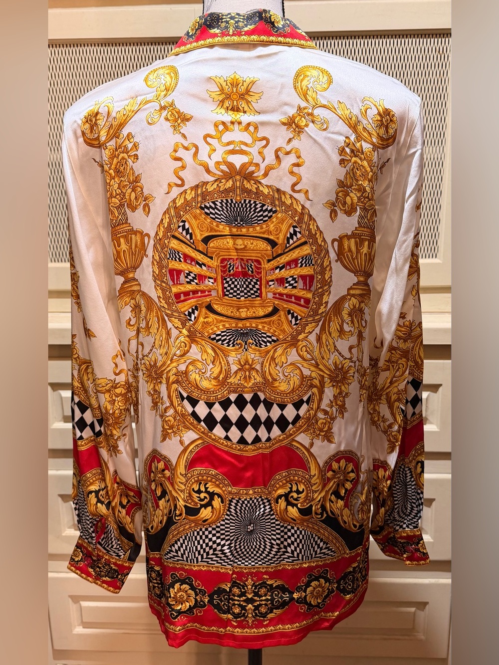 Deadstock NWT Escada Silk Novelty Print Blouse Early 90s Maximalist Baroque - Picture 3 of 4